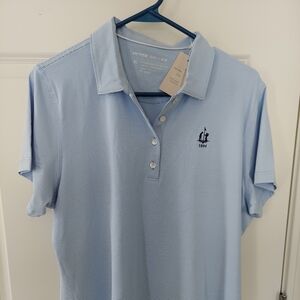 Womens Golf : Peter Millar Sky Blue Striped Polo Shirt, Says Xl, Seems Like M